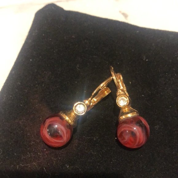 Beautiful Red Stone French Euro Wire Earrings-boutique - Picture 5 of 10